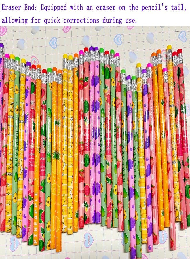 Jsehchya 72PCS Corlorful Wooden cased Pencils for Kids with Erasers, Wood Wedding Golf for School,Drawing,Gift (72PCS) (Fruit, 72) - Image 4